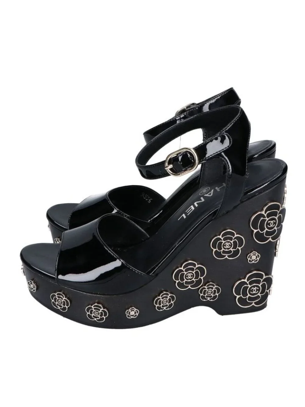 Chanel Patent Leather Camellia Sandal - Picture 2 of 9